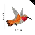 Colorful hummingbird embroidered patch for clothing in orange and pink 6.0x7.7cm - Style J-Orange Pink Hummingbird