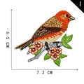Embroidered bird on branch patch for clothing, colorful nature design 7.2x6.5cm - Style I-Orange Red Bird with Red Heart Flower
