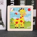 9-piece wooden animal puzzle for kids featuring a colorful cartoon giraffe design - Deer