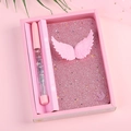 Pink mermaid sequin notebook set with angel wings and creative glitter pen gift box - Pink Angel