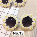 Women's beach sunglasses featuring white 3D daisy flower frames and dark lenses - No. 15 (Daisy Decoration)