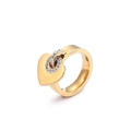 Anello a cuore in acciaio inossidabile placcato oro 18k con accenti di diamanti tondi - US 7 / Oro