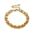 Double-layered gold stainless steel bracelet with box and figaro chain detail - Gold (KB144908-Z)