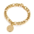 Bracciale a catena spessa dorata con ciondolo moneta albero della vita e maglie testurizzate - Colore Oro (KB145972-Z)