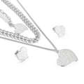 Set collana doppia a cuore e orecchini in argento con finitura in metallo martellato - Argento Acciaio (KS141201-KLX)