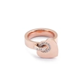 Fashionable rose gold heart ring with intertwined crystal-encrusted heart designs - US 7 / Rose Gold (KR49222-K)