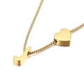 Adjustable gold plated stainless steel necklace featuring a heart and letter J charm - Letter J Necklace (KN88658-KFC) / Gold