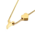 Gold box chain necklace featuring a polished heart pendant and letter Y charm - Letter Y Necklace (KN88673-KFC) / Gold