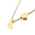 Minimalist gold necklace featuring letter L and heart pendants on a fine box chain - Letter L Necklace (KN88660-KFC) / Gold