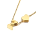 Adjustable gold heart necklace featuring a polished letter N pendant and box chain - Letter Z Necklace (KN88674-KFC) / Gold