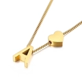 Minimalist gold heart necklace with letter A pendant and adjustable square box chain - Letter A Necklace (KN88649-KFC) / Gold