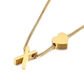 Adjustable golden box chain necklace with a heart pendant and minimalist letter X charm - Letter X Necklace (KN88672-KFC) / Gold