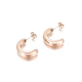 Pendientes de moda en forma de C en acero inoxidable pulido acabado oro rosa - Oro Rosa (KE98945-K)