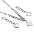 Set collana e orecchini a cuore in acciaio inossidabile argento minimalista da donna - Colore Acciaio (KS140654-KLX)