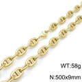 Collana a maglia marina dorata da 9mm con chiusura a moschettone, 50cm - Oro 50cm (KN118458-Z)