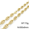 Collana a catena a maglie a naso di maiale in acciaio inossidabile dorato lucido, 650mm, 73g - Oro 65cm (KN118461-Z)