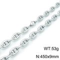 Collana a catena ancora a naso di maiale argento, gioiello a maglie lucide 450x9mm da donna - Acciaio 45cm (KN118464-Z)