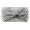 Infant headwrap with a knotted bow in dusty green textured fabric on white background - Gray