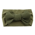 Green infant nylon headband featuring a large waffled texture bow on white background - Dark Green