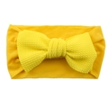 Elastic baby headband in yellow waffle fabric with a large knotted bow decoration - Bright Yellow