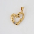 Exquisite 18k gold plated stainless steel hollow heart pendant with intricate engraving - Z02 Crystal Heart