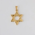 Detailed close-up of 18k gold plated stainless steel hexagram pendant with bail - Z03 Octagram