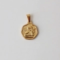 Close-up of 18k gold plated stainless steel pendant featuring Raphael angel relief - Z05 Flower Angel