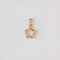 Detailed close-up of a hollow gold flower pendant in stainless steel with a top hanging loop - Z14 Tiny Flower
