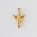 Detailed close-up of a 18k gold-plated stainless steel angel pendant in prayer pose - Z17 Praying Angel