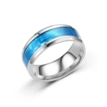 Fashionable men's silver ring with blue carbon fiber inlay on a clean white background - US 6 / Royal Blue Shell