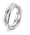 Silver interlocking triple band spinner ring with stars and moon engraved patterns - 6mm --- Three-ring Silver / Size 8