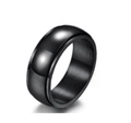 Detail of black stainless steel spinner ring with rotating moon and star outer band - US 6 / 8MM Black Domed
