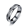Silver eternity band ring with a single row of sparkling clear faceted crystals - US 5 / Silver