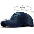 Navy blue washed cotton baseball cap with vintage America embroidery and adjustable strap - Retro Deep Blue