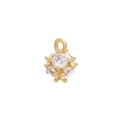 Macro detail van een gouden bolhanger met micro-pave zirkonia kristallen - Bloem Bal