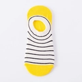 Chaussettes invisibles blanches à rayures noires et pointe jaune pour femmes - Taille unique / Blanc Rayures Noires Talon Jaune
