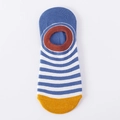 Chaussettes invisibles femme en coton à rayures bleu-blanc et détails colorés - Taille unique / Bleu Blanc Rayures Horizontales
