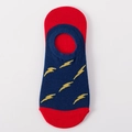 Cotton invisible no-show sock in red and blue featuring a yellow lightning pattern - One Size / Red Blue Yellow Lightning