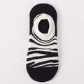 Single low-cut cotton blend sock featuring a bold black and white zebra pattern - One Size / Black White Zebra Pattern