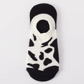 Low cut no show socks for women with cow print pattern and non-slip silicone heel grip - One Size / Black White Cow Pattern