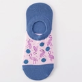 Pink and blue cotton low cut socks featuring flamingo and polka dot patterns with silicone grips - One Size / Pink Blue Flamingo Polka Dot