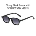 Gafas de sol de montura negra brillante y lentes grises degradadas de estilo retro - Montura Negra Brillante Lentes Degradadas Grises