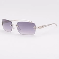 Gafas de sol sin montura estrella Y2K con lentes púrpuras y montura de metal plata - Plata-Lentes Gris Degradado
