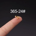 Gold V-shaped stainless steel stud earring with ball screw back shown on finger - Gold V-Shape Style (24#)