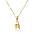 Collar con colgante de niño en acero inoxidable chapado en oro de 18k y diseño de corazón - Colgante Niño Corazón Calado Mate (KP79443-K)