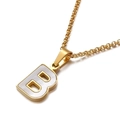 Goldene Edelstahlkette mit einem Muschel-Inlay Anhänger in Form des Großbuchstabens B - Buchstabe B (KN81206-K)