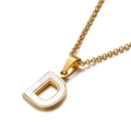 Goldene Edelstahlkette mit einem Buchstaben-D-Anhänger und weißer Perlmutt-Einlage - Buchstabe D (KN81208-K)