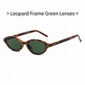 Lunettes de soleil ovales vintage avec monture léopard et verres verts - Monture Léopard Verres Verts