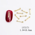 Detailed view of 10.6mm gold nail art bar charm with rhinestones on burgundy polish - Gold Ends AB Rhinestone (LF2171)