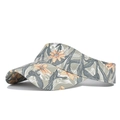 Dettaglio del cappello da sole grigio-verde con stampa floreale arancione e twill - Floreale Tropicale Verde Grigio (01)